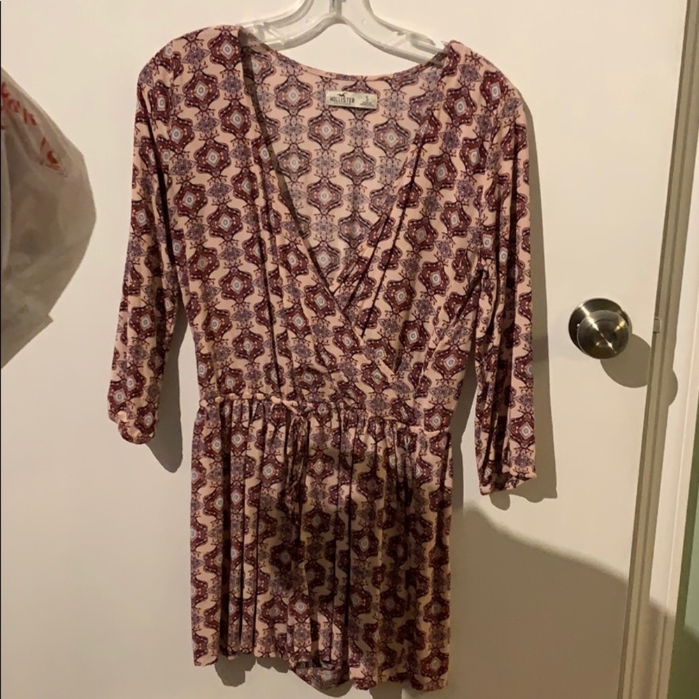 pink patterned romper from hollister